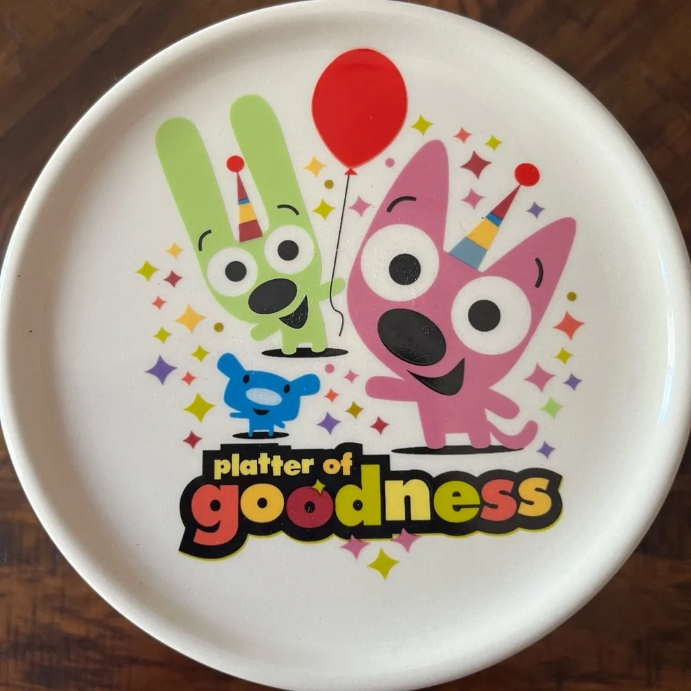 Hallmark Happy and YoYo Platter of Goodness Party Plate - Pink, Green, Blue.